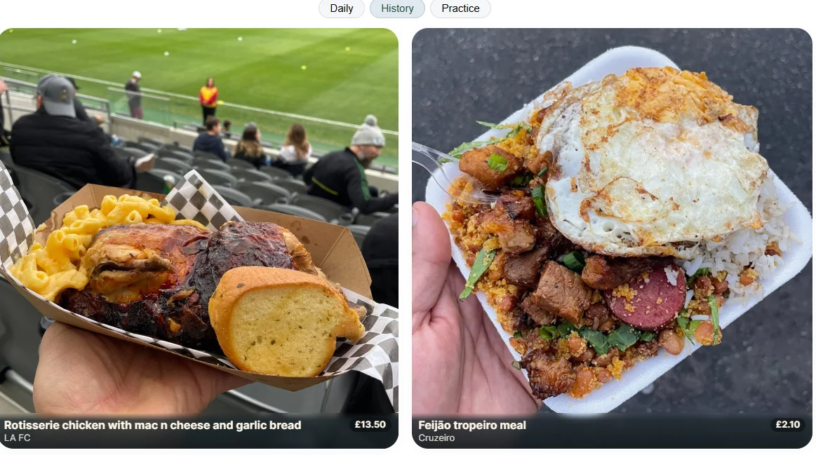 Scrandle daily matchup — Rotisserie chicken from LA FC vs Feijão tropeiro from Cruzeiro